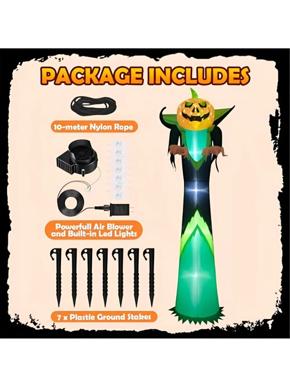 12ft Halloween Inflatable Decor with LED Lights Outdoor Blow up Decor